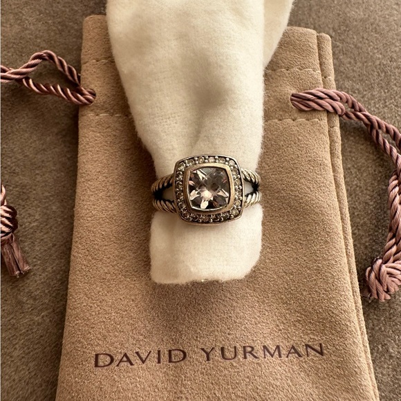 David Yurman Petite Albion Morganite & Diamond Ring, Size 6 - Picture 9 of 12
